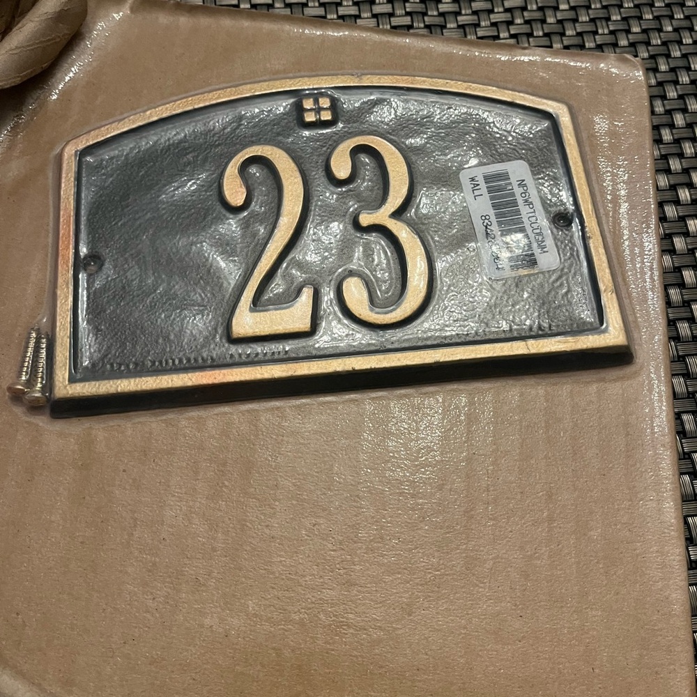 White Hall Decorative House Number Plaque - Bronze and Gold